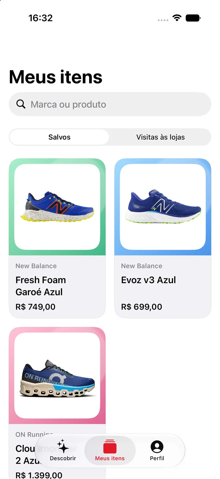Produtos salvos no Achadi
