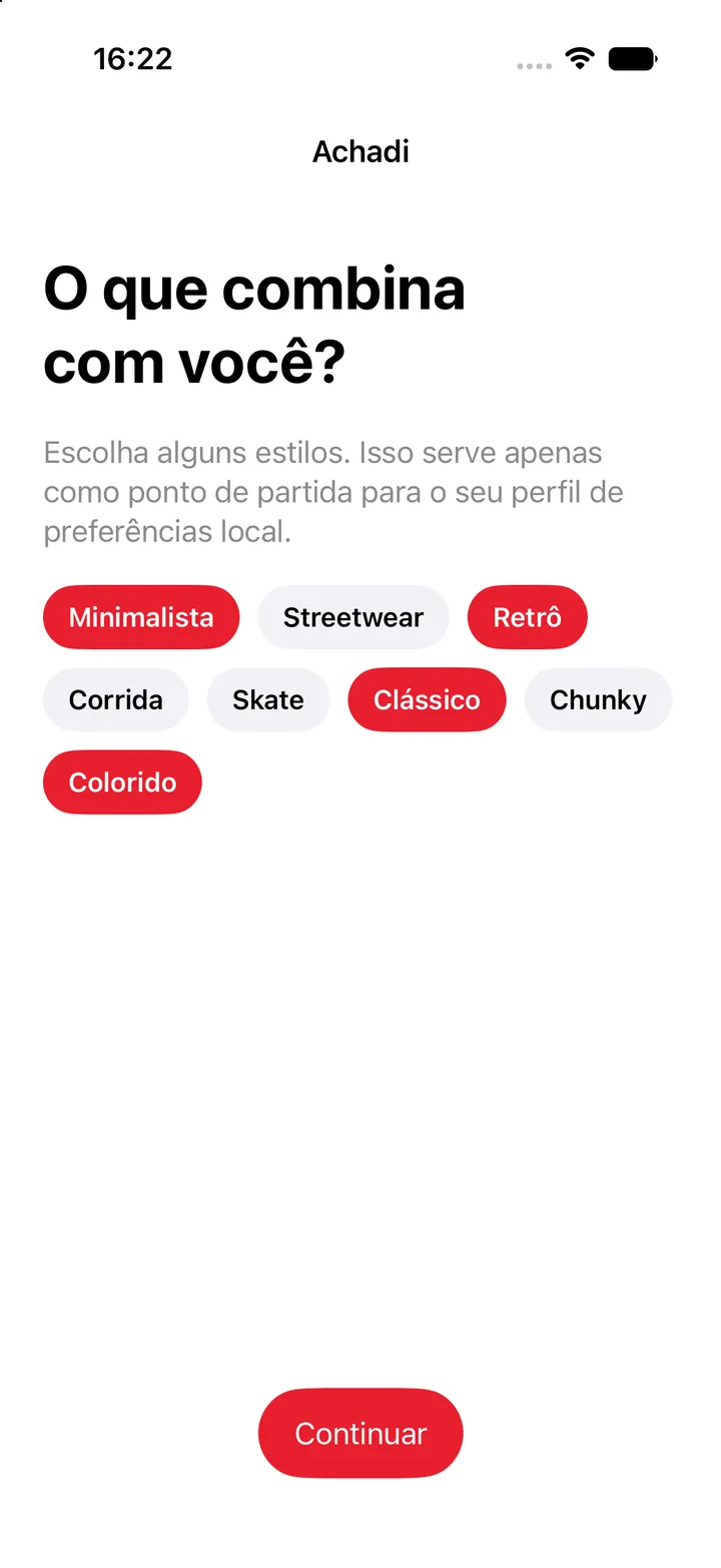 Seleção de estilos preferidos